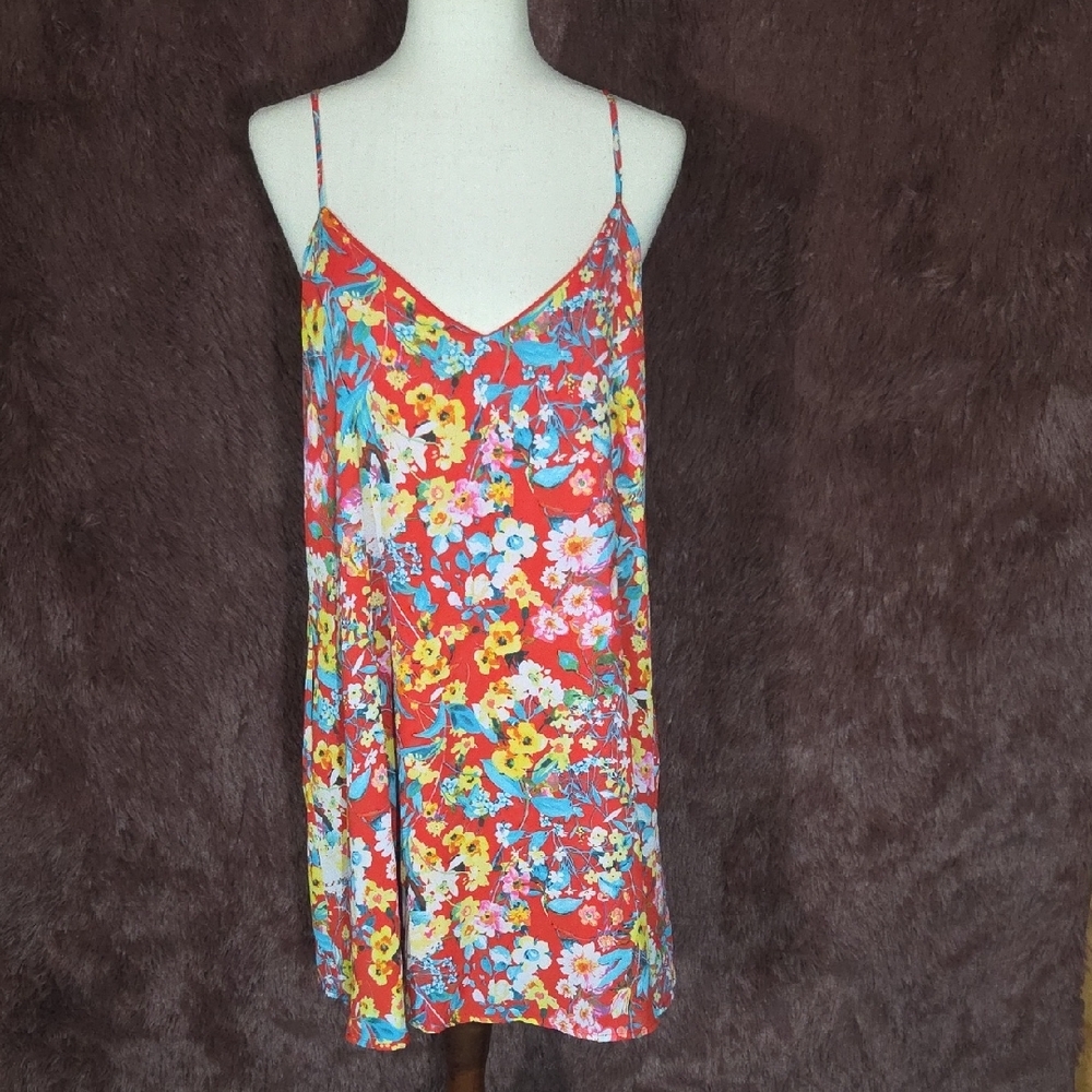 Peach Love Floral Spaghetti Strap Dress HAS POCKETS!!